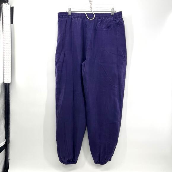 Vintage Silk Windbreaker Pants Women Large Eggplant Purple 90s Jogger Zip Ankle - Picture 6 of 11